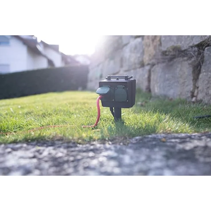 Brennenstuhl Garten-Steckdose - Außensteckdose 4-fach mit Erdspieß (witterungsbeständiger Kunststoff, Steckdose für außen mit wasserfestem Gehäuse, 1,4m Kabel) schwarz – Bild 6
