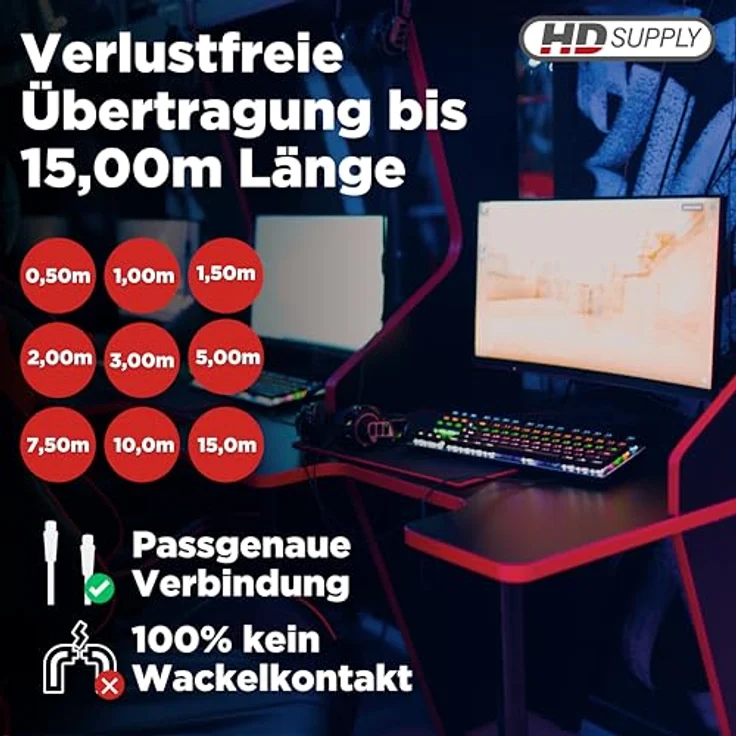 HDSupply HDSupply X-HC High-Speed HDMI-DVI Single Link Kabel 1,5 m vergoldet schwarz HDMI-Kabel 1,50m Doppelt geschirmt – Bild 8