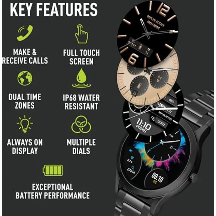Reflex Active Series 31 Amoled Smart Calling Watch mit Edelstahl-Armband, Blutsauerstoff & Herzfrequenzüberwachung - Kompatibel mit Android IOS – Bild 2
