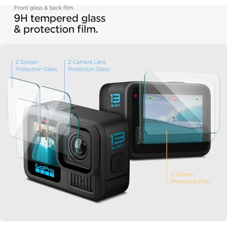 Spigen Glas.tR Slim Schutzfolie für GoPro Hero 13 Black, 6 Stück, Anti-Kratzer, kristallklar, 9H Härte – Bild 3