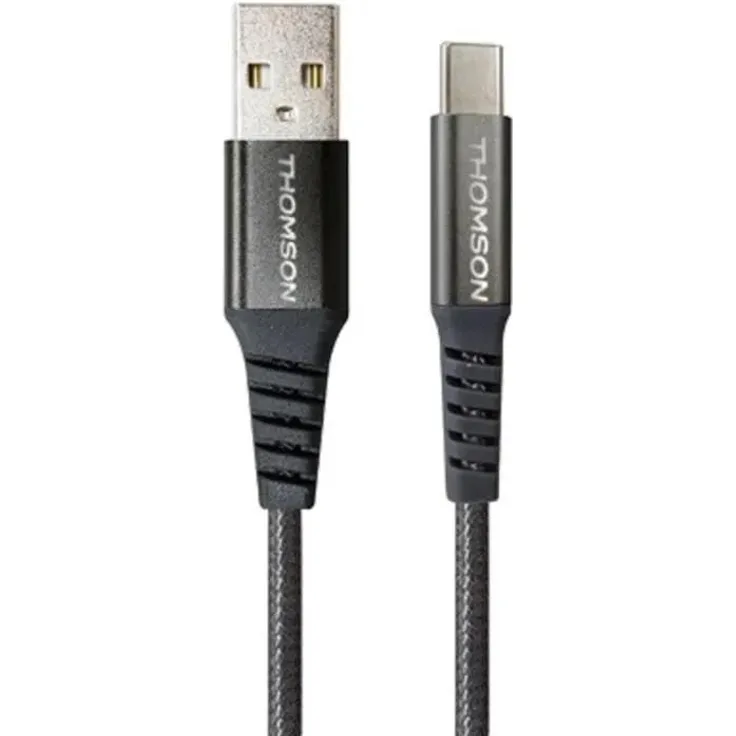 THOMSON USB-A auf USB-C Kabel, 3A Lade- und Datenkabel, 1,5 m, schwarz