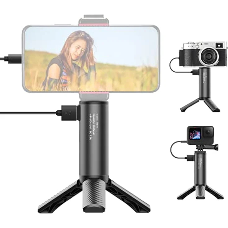 Ulanzi BG-4 Mini-Dreibeinstativ, Metall Schwarz mit integrierter Powerbank-Funktion und 12,6 cm verstellbarer Länge – Bild 1