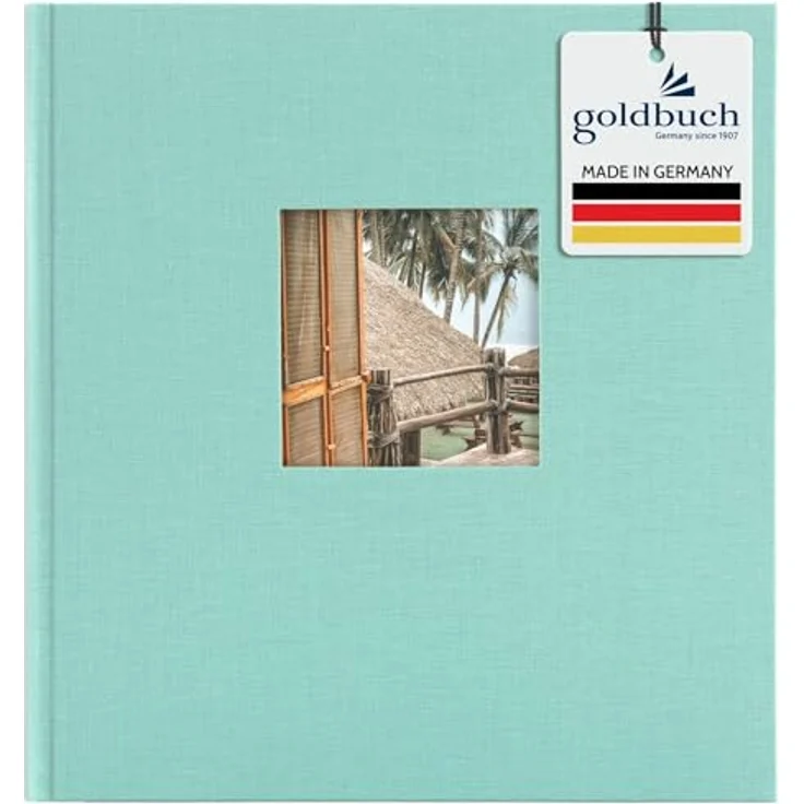 goldbuch Fotoalbum mit Fensterausschnitt, Bella Vista Trend, 30 x 31 cm, 60 weiße Seiten mit Pergamin-Trennblättern, Leinen, Aqua, 27507 – Bild 2