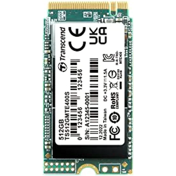 Transcend MTE400S 512 GB NVMe PCIe Gen3 x4 M.2 2242 Internal Solid State Drive (SSD) 3D TLC NAND (TS512GMTE400S) – Bild 1