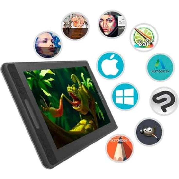 HUION KAMVAS PRO 12 Grafiktablett - 11.6 Zoll - Schwarz - 5080 lpi - USB - Neigungsunterstützung - 8192 Druckniveaus – Bild 2