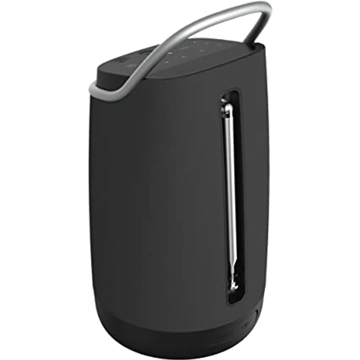 GRUNDIG Bluetooth Lautsprecher GBT Band 360, Musikbox, 360°-Sound, 12 Watt RMS, bis zu 30 m Reichweite, bis zu 19 Stunden Akkulaufzeit, DAB+ und FM Radio, AUX Input, OLED Monochrome Display, Schwarz – Bild 4