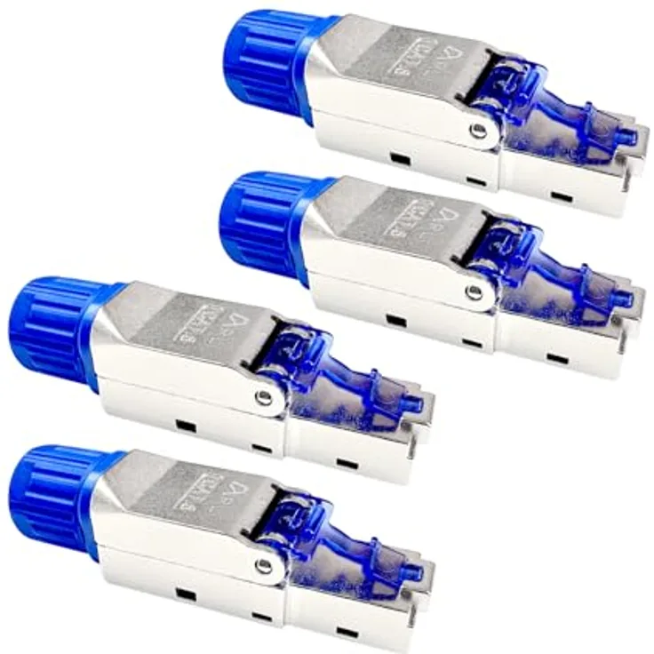 ARLI »Netzwerkstecker« Netzwerk-Adapter RJ45, 4x Netzwerkstecker RJ45 Stecker CAT8.1 geschirmt Werkzeuglose Montage Werkzeugfrei
