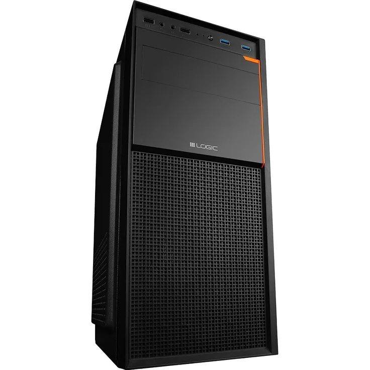 LOGIC Logic Case J23, Midi-Tower PC-Gehäuse in Schwarz mit 2x USB 3.0, 7 Erweiterungssteckplätzen und Kabelmanagement