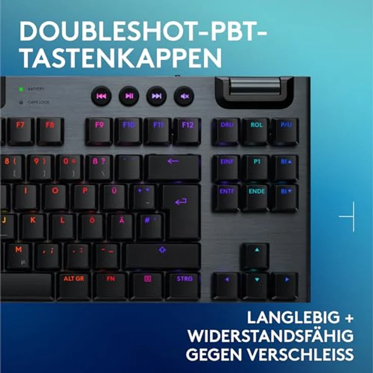 LOGITECH G915 X TKL Lightspeed, Kaihua GL Linear Gaming-Tastatur, kabellos, Aluminiumgehäuse, RGB, schwarz – Bild 8