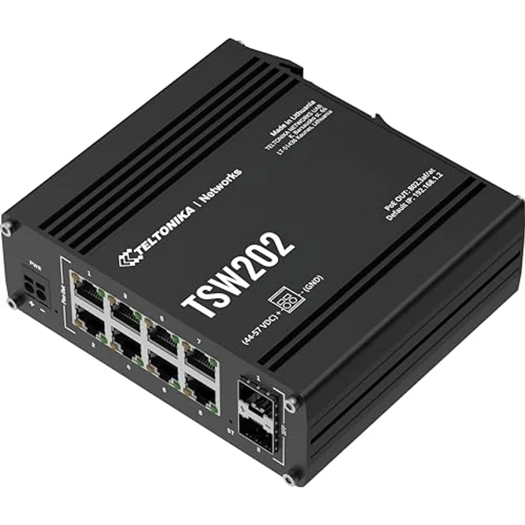 Teltonika TSW202 (10 Ports), Netzwerk Switch, Schwarz mit PoE+ und 2 Hochleistungs-SFP-Ports – Bild 3
