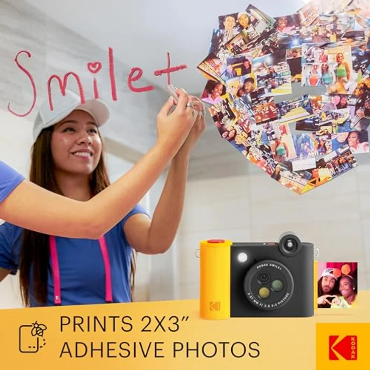 KODAK Smile+ 2-in-1 Digitale Sofortbildkamera & kabelloser Bluetooth-Fotodrucker - Schwarz, 10MP, Spezialeffekt-Drehobjektiv, Zink 2x3” Klebefotos, Fun-App Druck von Smart Devices – Bild 5