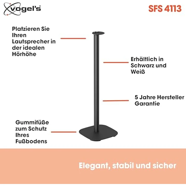 Vogel's SFS 4113 Lautsprecher Ständer für Sonos ERA100, Cable Inlay System, Höhe: 82 cm, Max. 5 kg, Schwarz – Bild 3
