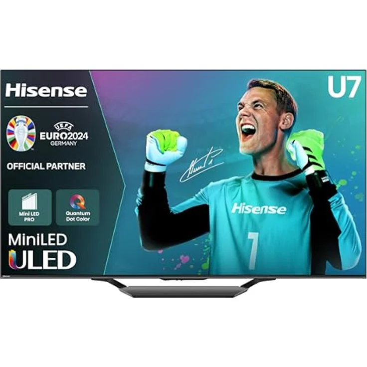 Hisense 85U7NQ 215cm (85 Zoll) 4K Mini LED ULED HDR Smart TV, Quantum Dot, 120Hz/ 144Hz VRR, Game Mode Pro, Dolby Vision IQ & Atmos, Bluetooth, Alexa Built-in, Anthrazit, [2024] – Bild 1