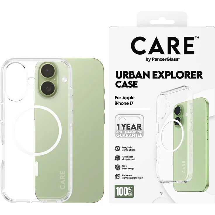 CARE by PanzerGlass Urban Explorer Case für Apple iPhone 17, stoßfeste Schutzhülle mit verbessertem Kameraschutz und MagSafe-Kompatibilität, hergestellt aus recyceltem Plastik