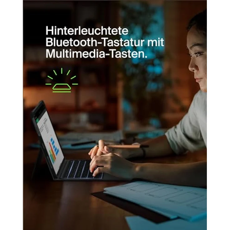 Belkin Everyday Tastatur mit Hülle u. Halter, hinterleuchtete Bluetooth-Tastatur, Multi-Gesture-Steuerung, magnetische Befestigung des Apple Pencil, Multimedia-Tasten für iPad Air, 10,9", iPad Pro 11", schwarz – Bild 4