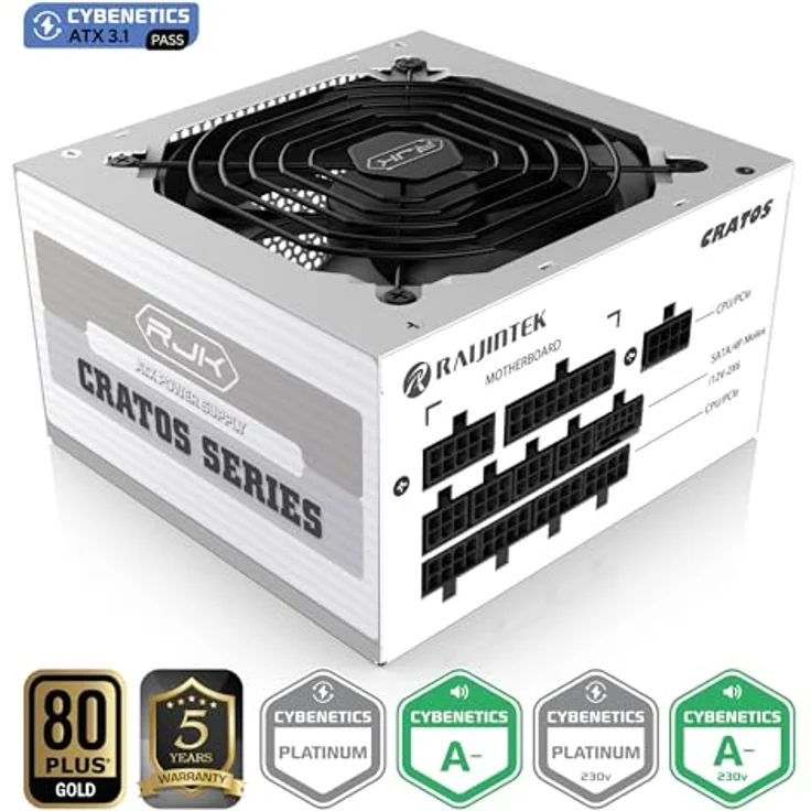 RAIJINTEK CRATOS 1200 WHITE, PC-Netzteil 80 PLUS Gold mit modularem Kabelmanagement und leiser Lüfterstoppfunktion – Bild 2