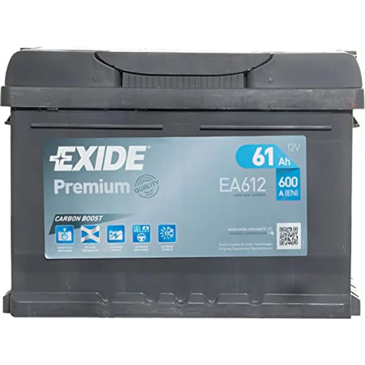 Exide EA612 Premium Carbon Boost, 12V 61Ah 600A wartungsfreie Autobatterie – Bild 1