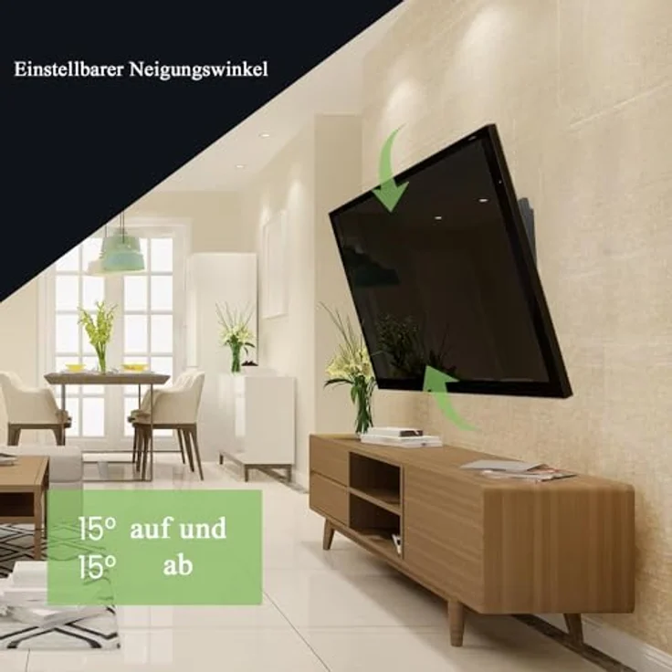 MK-Digital TV-Wandhalterung für 32-75 Zoll (81-189cm) Bildschirme bis zu 40kg Max VESA 600x400mm, Neigbar, Universal TV Halterung für Flach und Curved Fernsehen, Schwarz – Bild 4