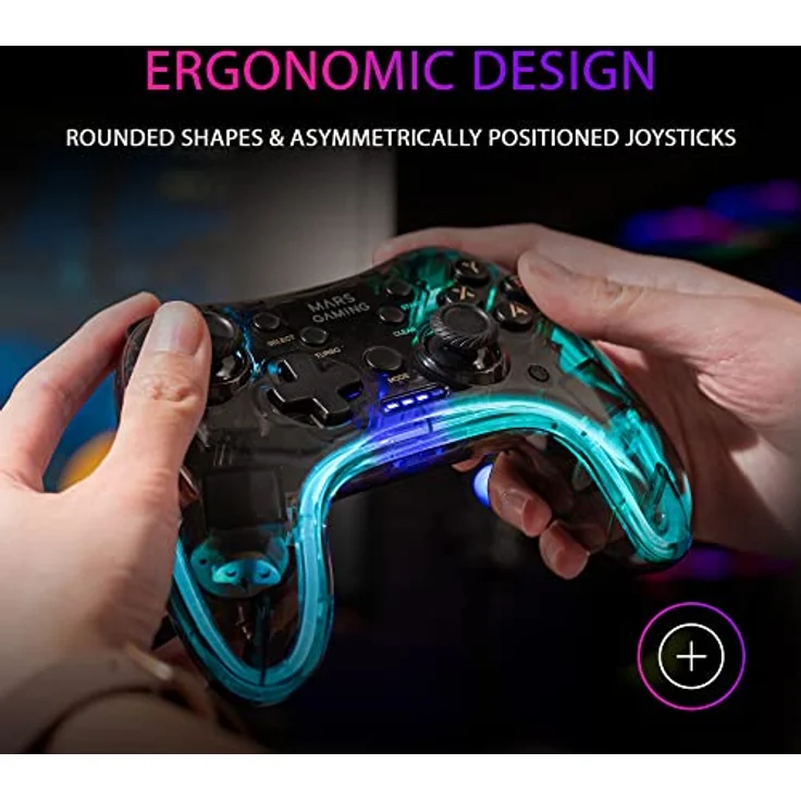 Mars Gaming MGP-24 RGB, Wireless Gaming Controller mit 2.4GPRO Verbindung, transparentes Design, kompatibel mit Mac, Android, PC, Xbox 360, PS4, PS3, Schwarz – Bild 7