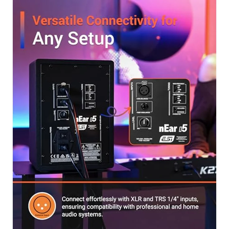 ESI nEAR i5, aktiver 2-Wege-Studiomonitor mit DSP-Class-D-Verstärker, 5 Zoll Tieftöner und 1 Zoll Hochtöner, kompakte Bauweise – Bild 5