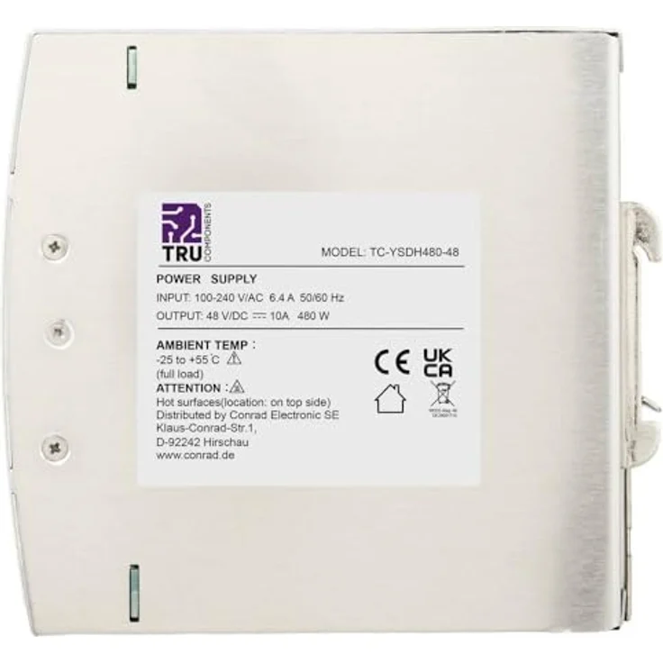 TRU Components TC-13864576 DIN-Schienen-Netzteil, 48 V/DC, 10 A, 480 W, 1x Ausgang, Eingang 90-264 V/AC oder 127-370 V/DC – Bild 4