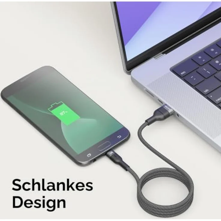 deleyCON 2m Micro USB Kabel, USB-A auf Micro-USB Ladekabel für Smartphones und Tablets, 5V/2A Schnellladefunktion, geflochtene Nylon-Ummantelung – Bild 5