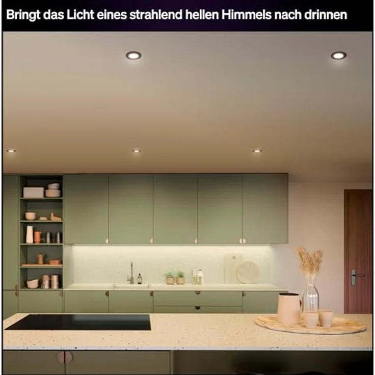 Philips Hue LED-Einbauleuchte Slim White & Color Ambiance Ø 9 cm, Schwarz, smarte Deckenbeleuchtung mit wasserresistentem Design und ultra-tiefer Dimmfunktion – Bild 5