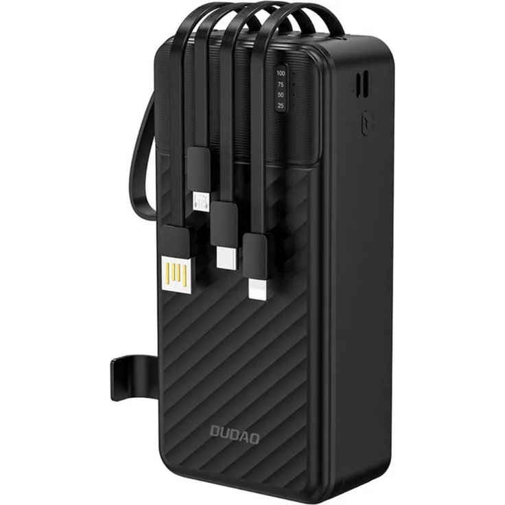 Dudao K11 Max Powerbank 30000 mAh, Powerbank mit 4 integrierten Kabeln, LED-Taschenlampe und Telefonständer