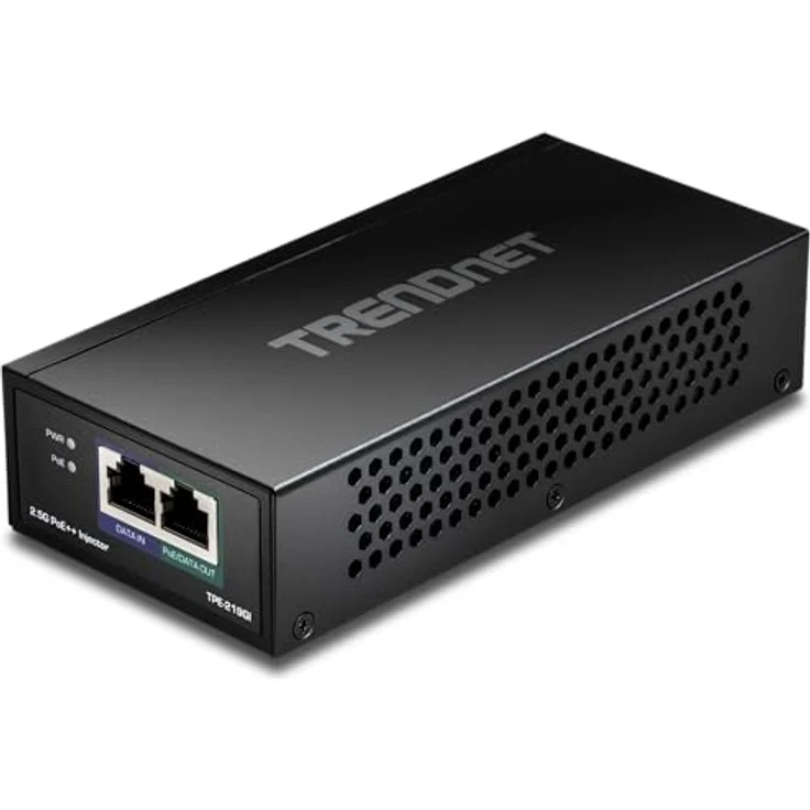 TRENDnet TPE-219GI 2,5G PoE++-Injektor, 90 W PoE++, 30 W PoE+, 15,4 W PoE, IEEE 802.3 bt /802.3at/802.3af-konform, Metallgehäuse, bis zu 100 m (328 Fuß), Schwarz – Bild 1