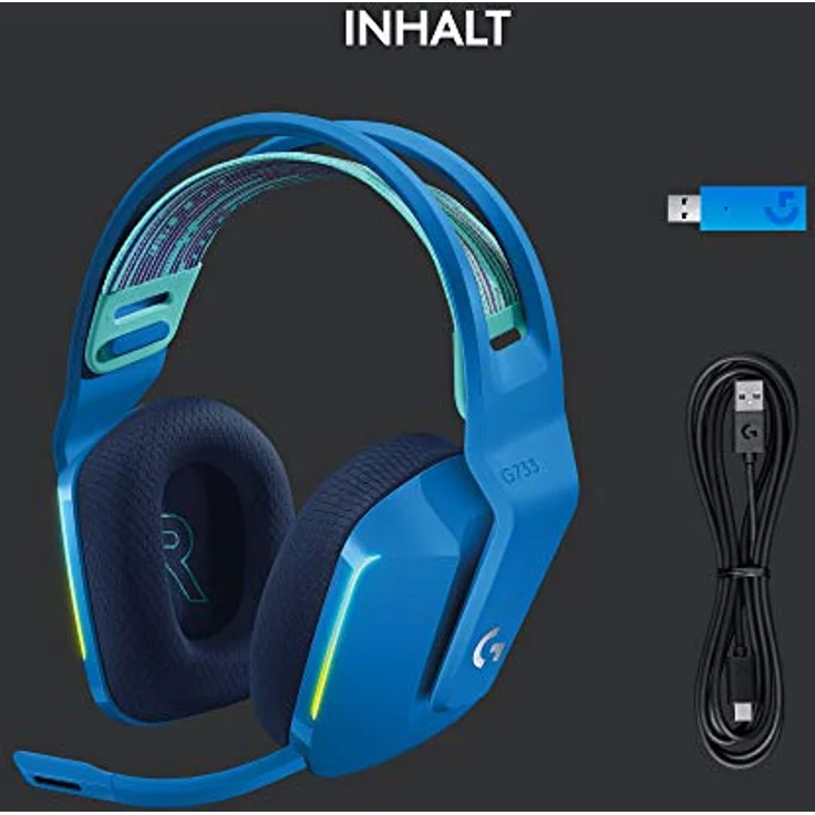 Logitech G733 LIGHTSPEED kabelloses Gaming-Headset mit Kopfbügel, LIGHTSYNC RGB, Blue VO! Mikrofontechnologie, PRO G Lautsprechern, Ultraleicht, 15-Stunden Akkulaufzeit, 20m Reichweite, Blau – Bild 6