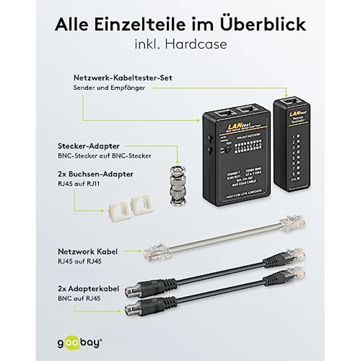 Leitungstester - Netzwerktester - Kabeltester für RJ11, RJ12, RJ45, ISDN, CAT5, CAT6, BNC – Bild 4