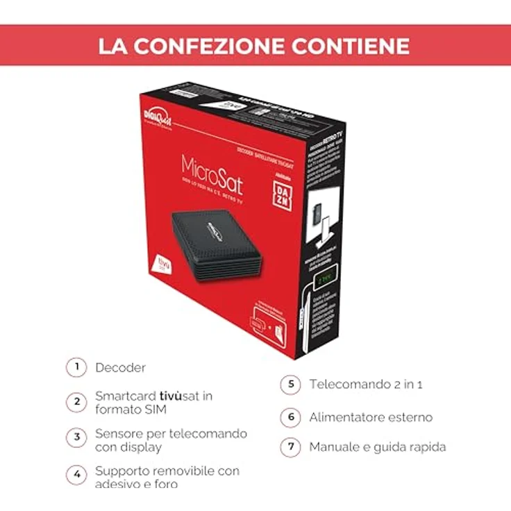 Digiquest Microsat Mini HD Tivùsat Receiver, Full HD HDR mit aktivierter Smartcard, schwarz – Bild 8