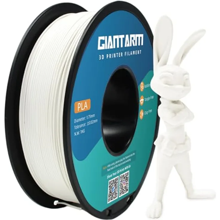 GIANTARM PLA Filament 1.75mm, 1kg Spule, hochwertig, vakuumverpackt, umweltfreundlich, weiß