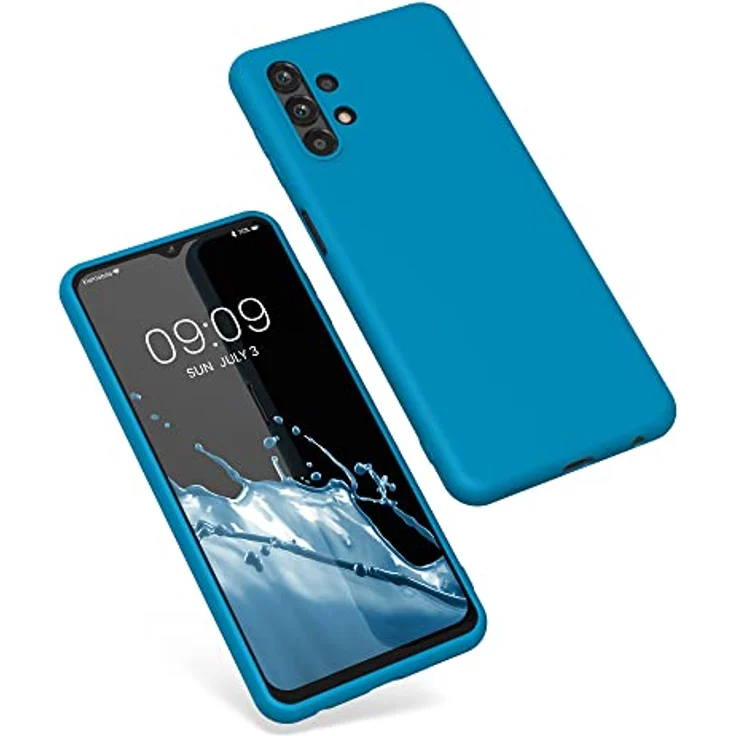 kwmobile Handyhülle für Samsung Galaxy A13 4G - TPU Case in Karibikblau mit kabellosem Laden und griffigem Design – Bild 5