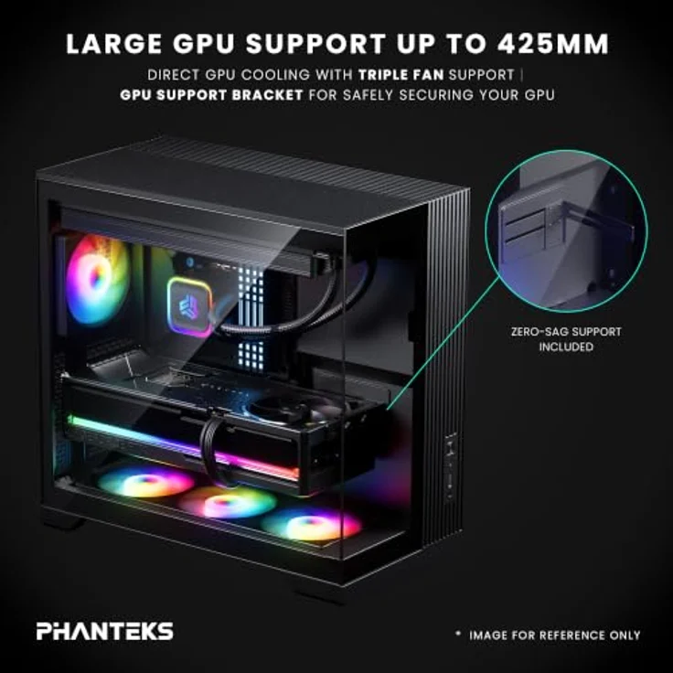 Phanteks XT V5 Midi-Tower ATX Gehäuse mit Tempered Glass, 4 RGB-Lüfter, optimal für Luft- und Wasserkühlung, schwarz – Bild 3