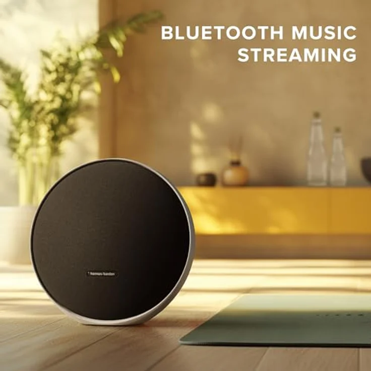 Harman Kardon Onyx Studio 9, tragbarer Bluetooth-Lautsprecher mit Auracast Multi-Speaker-Verbindung, adaptiver Selbstabstimmung, USB-Ladeanschluss, 8 Stunden Akkulaufzeit, in Schwarz – Bild 4