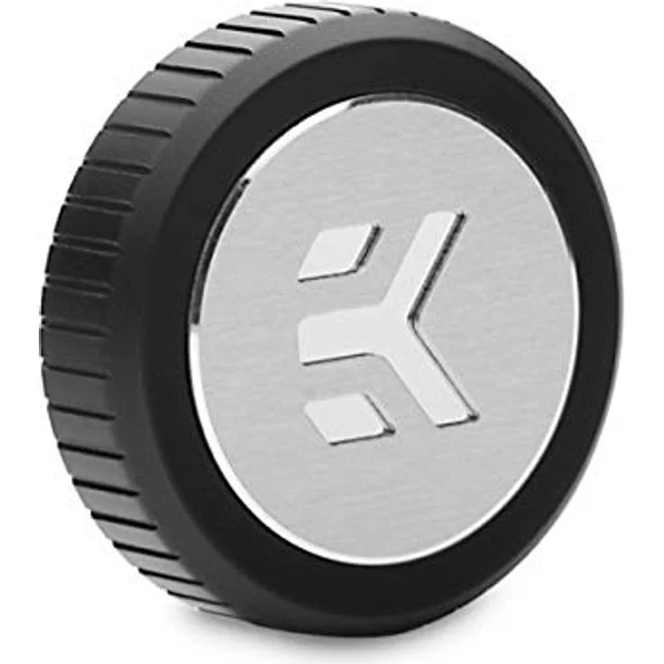 EK EKWB Kappe für EK-Quantum Drehmomentstecker w/Badge (schwarz), CNC-gefrästes Messing mit satiniertem Finish und inklusive eK-Badge – Bild 2