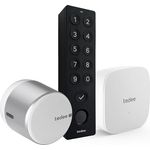 tedee GO 2 Set, Smartes Türschloss Silber mit biometrischem Tastenfeld Schwarz, WLAN-Bridge, Auto-Unlock, iOS & Android kompatibel, PIN + Fingerprint, Bluetooth, ohne Installationshardware