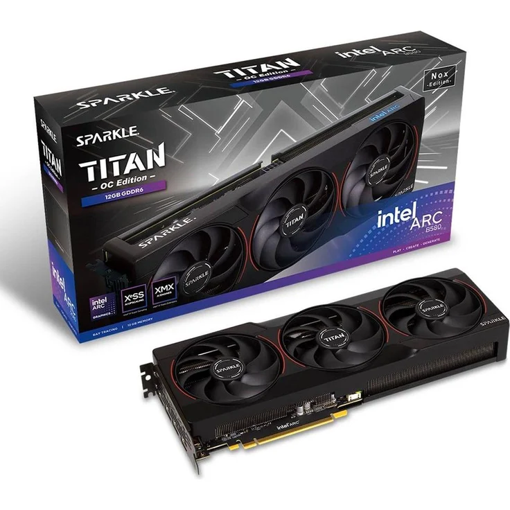 Sparkle B580, 12GB Intel Arc Titan Nox OC GDDR6, Next-Gen-Grafikkarte mit 3 Lüftern