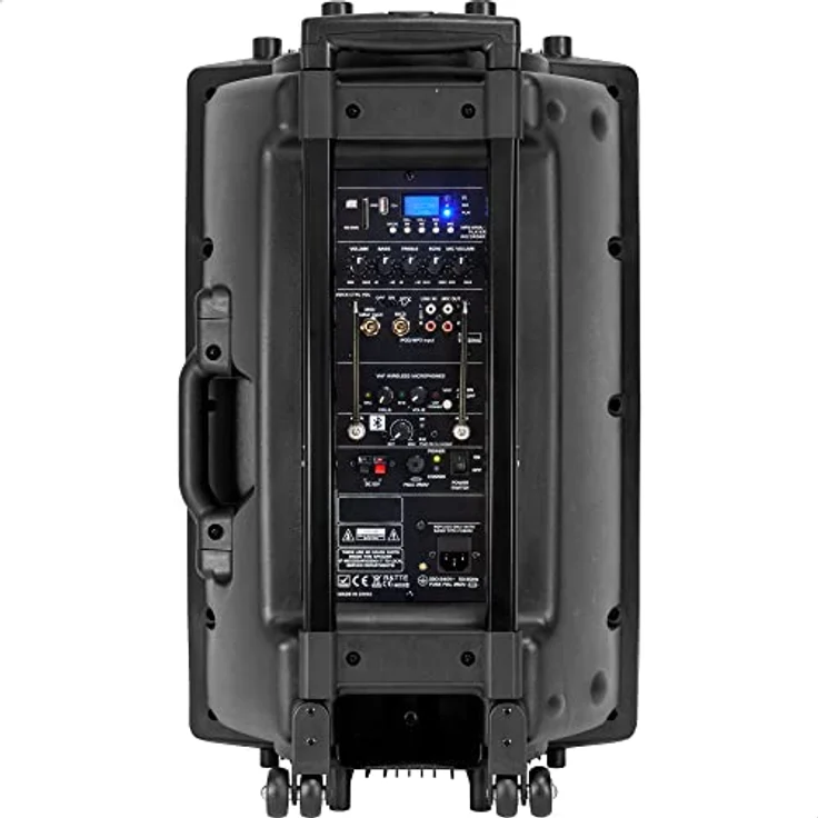Ibiza Port15VHF-BT mobile 38cm PA-DJ-Anlage PA-Box Bluetooth-Lautsprecher inkl. Funkmikrofon, Fernebdienung (400W RMS, Akku-Betrieb,USB-SD, Radio) schwarz – Bild 3