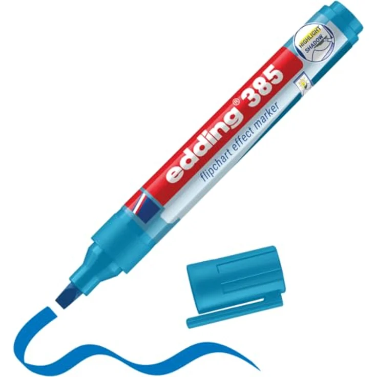Edding Flipchartmarker effect 4-385010, Nachfüllbarer Pinselmarker für Flipchart-Papier, blau – Bild 1