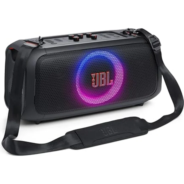 JBL Partybox On-The-Go Essential in Schwarz – Tragbarer Party-Lautsprecher mit dynamischen Lichteffekten und kabellosem Mikrofon – Spritzfestes IPX4 Design – 6 Stunden Laufzeit – Bild 1