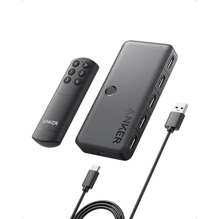 Anker HDMI-Switch, bidirektional, 4K bei 60 Hz, 4-in-1-Metall-Splitter mit LED-Anzeigen, unterstützt 3D, HDR, Dolby, DTS, kompatibel mit Xbox, PS5, Roku, TV Stick, Projektor usw. – Bild 1