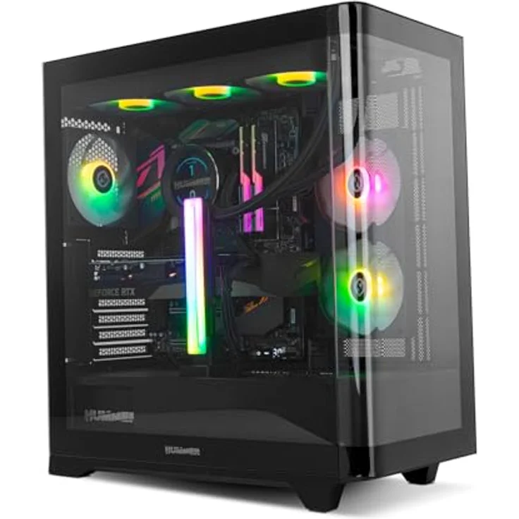 NOX Hummer ETHER, Miditower Gaming PC-Gehäuse mit gehärtetem Glas und USB-C, Schwarz – Bild 5