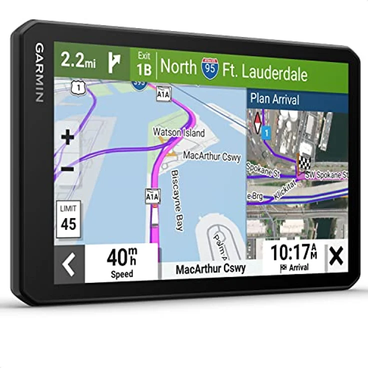 Garmin dēzlCam LGV 710, LKW-Navi mit integrierter Dashcam, Kollisionswarner, Spurhalteassistenz, 7“ Farbdisplay, fahrzeugspezifisches Routing, Satellitenbilder, Schwarz – Bild 1