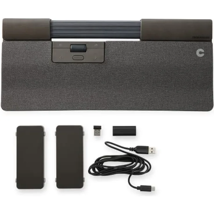 Contour SliderMouse Pro | Kabellose PC Maus | Regulärer Handballenauflage | Ergonomische Bluetooth Maus | Schmerzlinderung | 6 programmierbare Tasten | 2800 DPI | Für Windows & macOS | Dunkelgrau