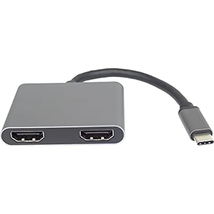 PremiumCord MST 4K Adapter USB-C auf 2X HDMI, USB 3.1 Typ C Stecker auf 2X HDMI Buchse, erweiterte + Spiegelfunktionen, USB3.0, PD, Auflösung 4K, Full HD 1080p