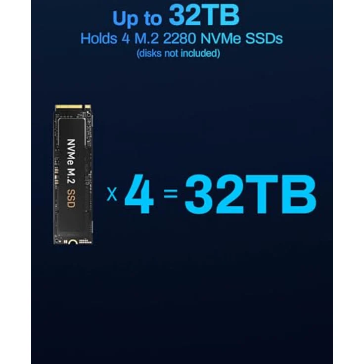 TERRAMASTER D4 SSD NVMe Gehäuse, 40Gbps 4Bay, USB Typ-C, für 4xM.2 NVMe 2280 SSDs, bis zu 32TB, Kompatibel mit USB 4/3.2, Thunderbolt 5/4/3, inklusive Mobile App für Datensicherung (Diskless) – Bild 5