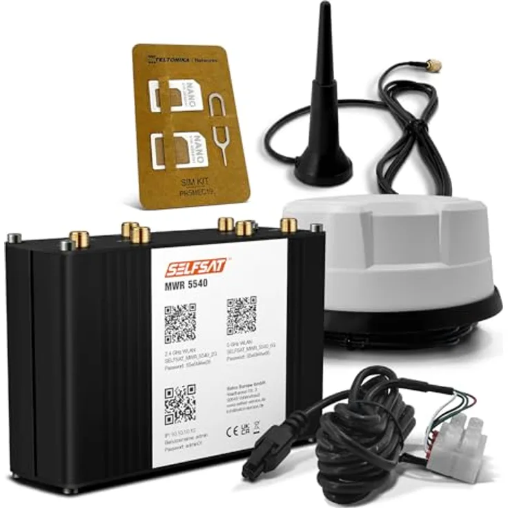 Selfsat MWR 5540 5G WLAN-Router, Panoramaantenne für stabiles Internet in Camper und Caravan, Weiss