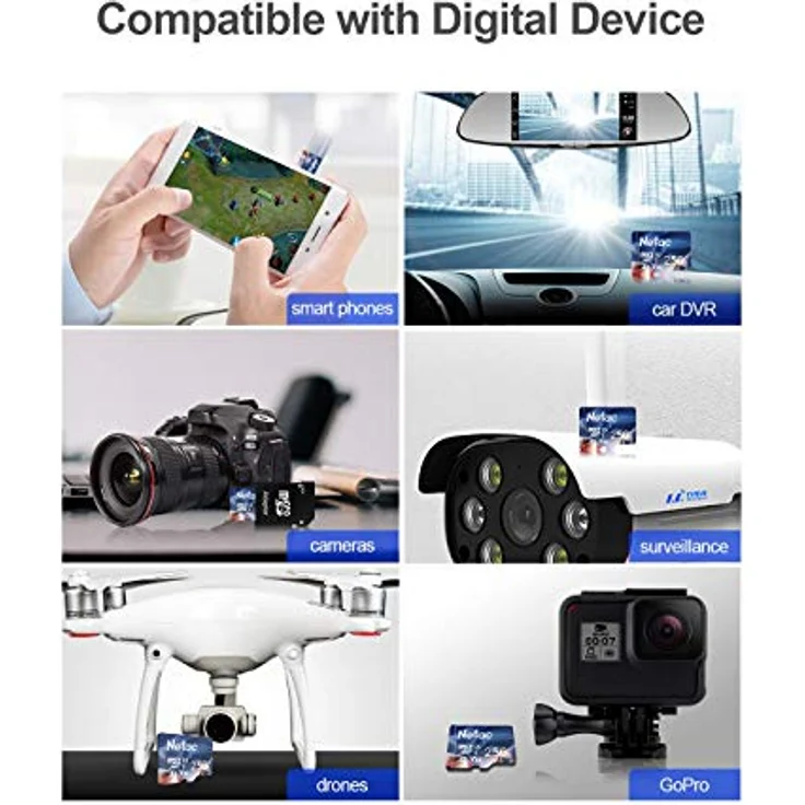 Netac 256GB Micro SD Karte, UHS-I TF-Speicherkarte (A1, U1, C10, V10) mit bis zu 90/10 MB/s für Kameras, Dashcam, Switch und Smartphones – Bild 4
